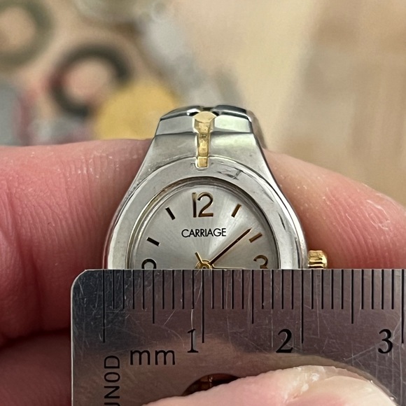 Carriage Ladies Watch Stainless Dial Two Tone Stretch Stainless Bracelet - Picture 12 of 12